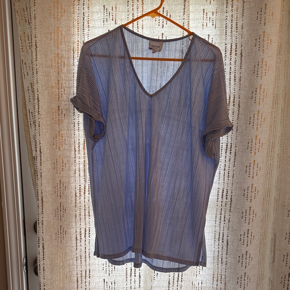 ANDREE BY UNIT Light Blue Sheer Top
